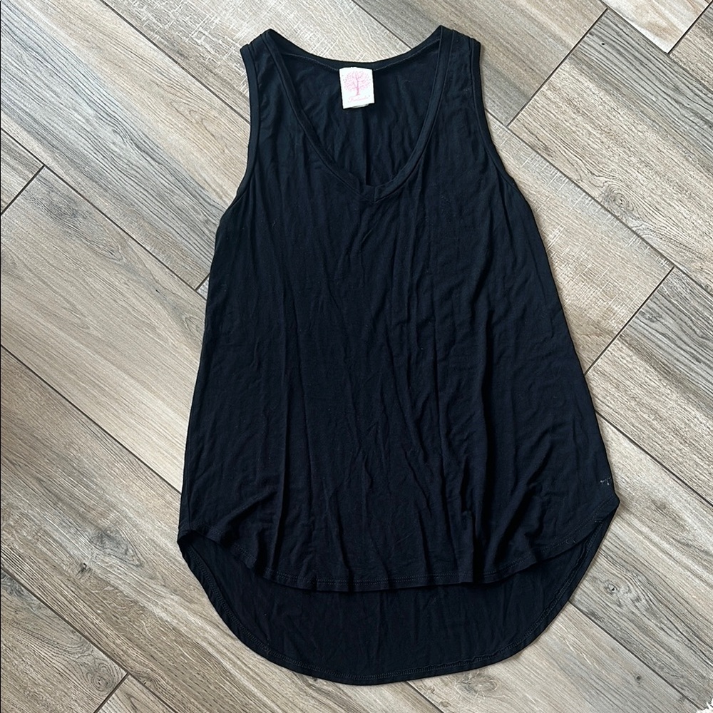 Freeloader Black Ribbed Asymmetrical Tank Top
